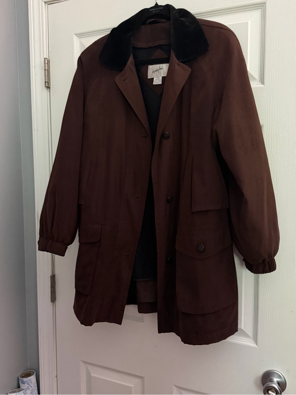 Jacqueline Ferrar Brown Trench Coat with Black Velvet Collar